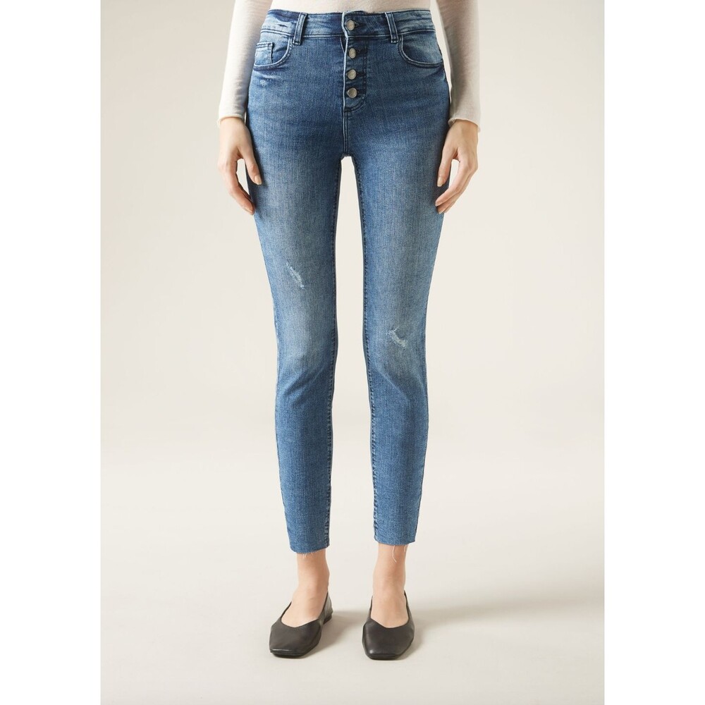 Calzedonia Super Skinny Buttoned Jeans Women's Size Medium Stretch Fit Denim NEW